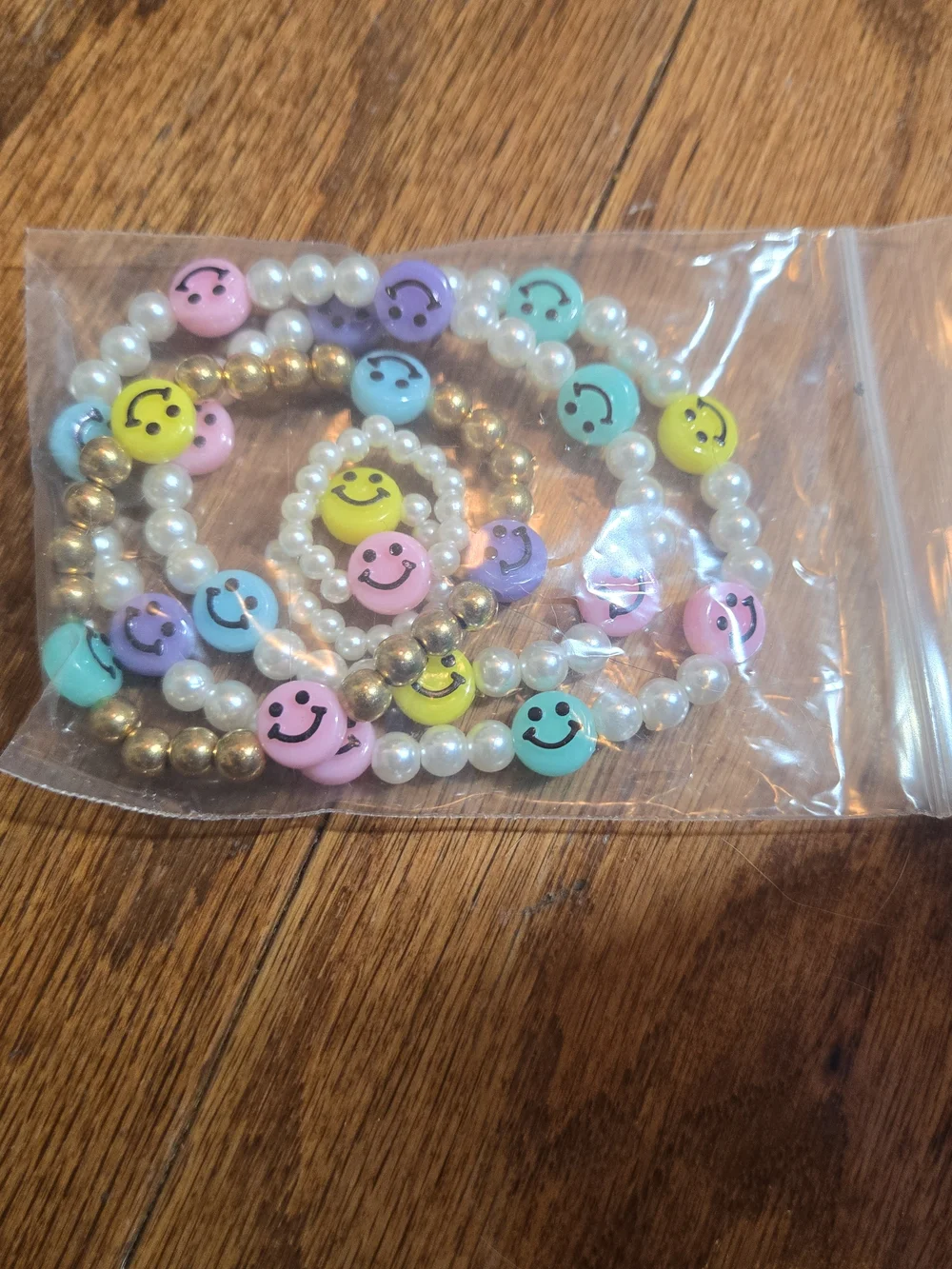 Kids Smiley Bead Necklace, Bracelet & Ring Set - Multicolor